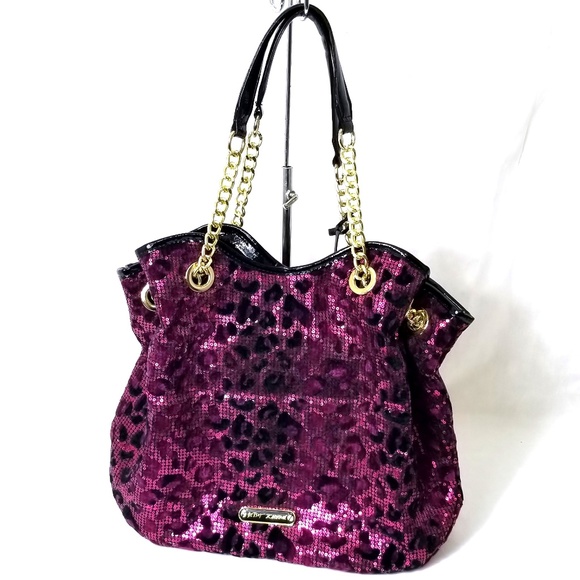 betsey johnson pink sequin purse
